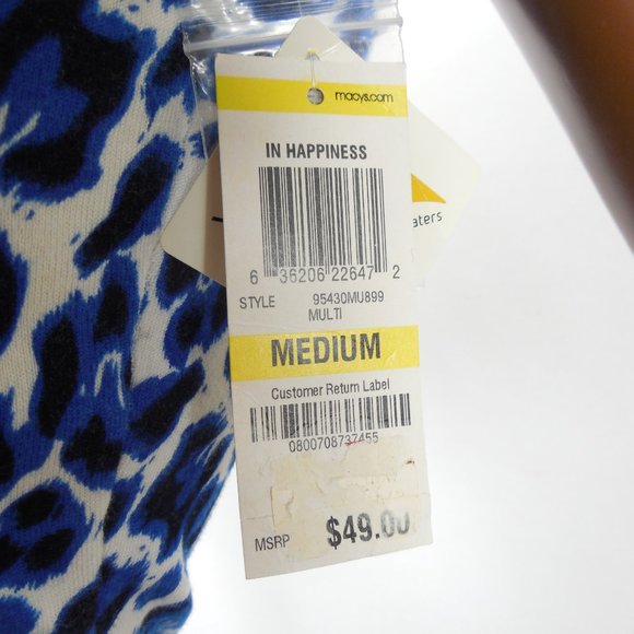 INC Top M NWT $49 Knit Shirt Stretch Sleeveless Blouse Casual Blue Animal - Picture 6 of 8